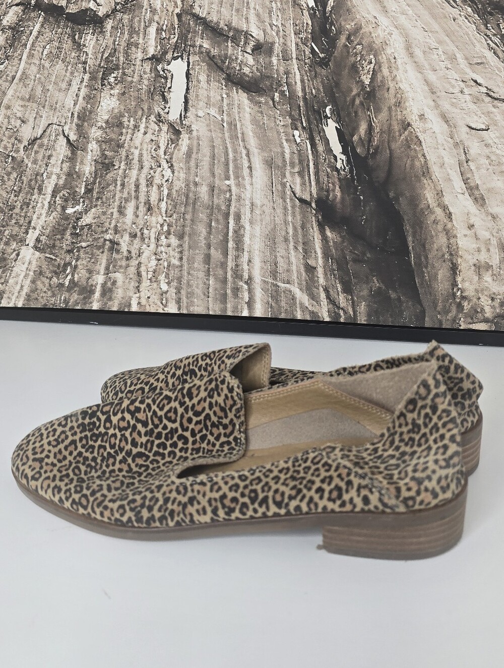 Lucky Brand Cahill Suede Cheetah Animal Print Cigarette Flat Loafer Mule Shoes